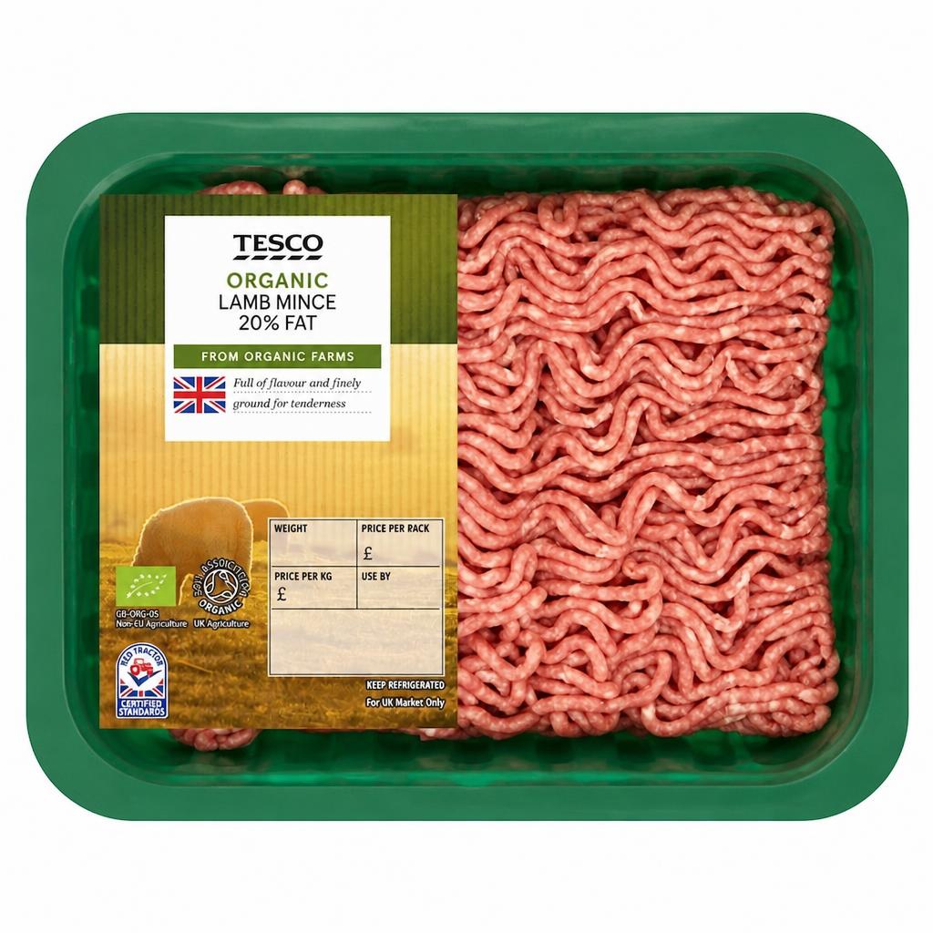 Tesco Organic British Lamb Mince 20% Fat 400G
