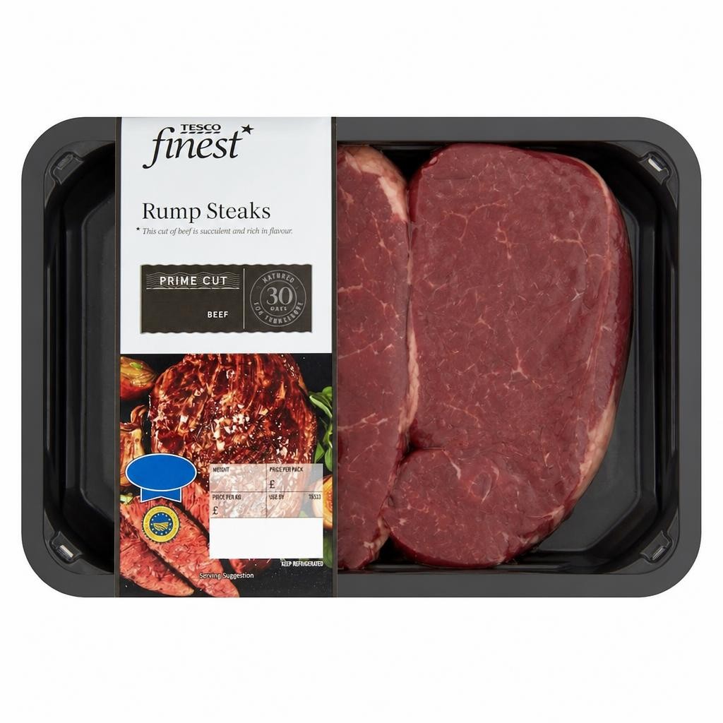 Tesco Finest 2 Beef Rump Steaks 510G