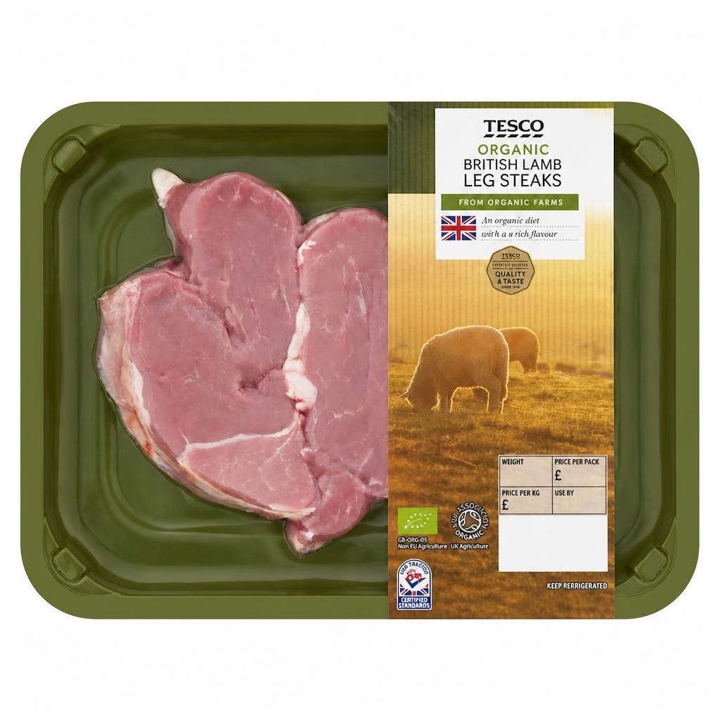 Tesco Organic British Lamb Leg Steaks 300G