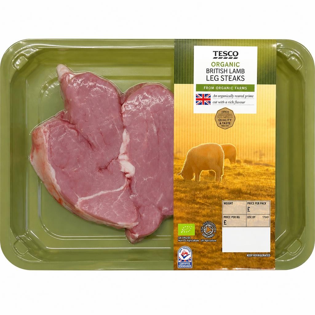 Tesco Organic British Lamb Leg Steaks 300G