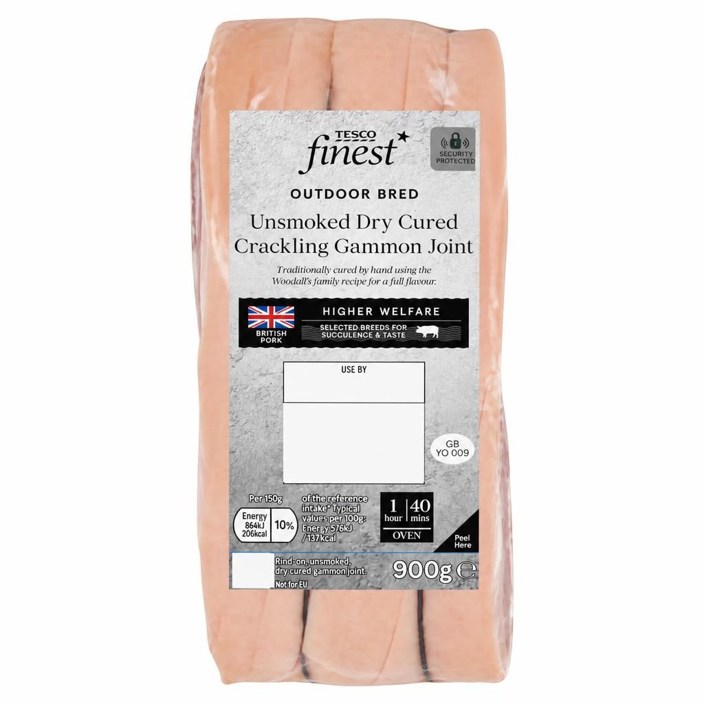 Tesco Finest Unsmoked Dry Cured Crackling Gammon Joint 900g