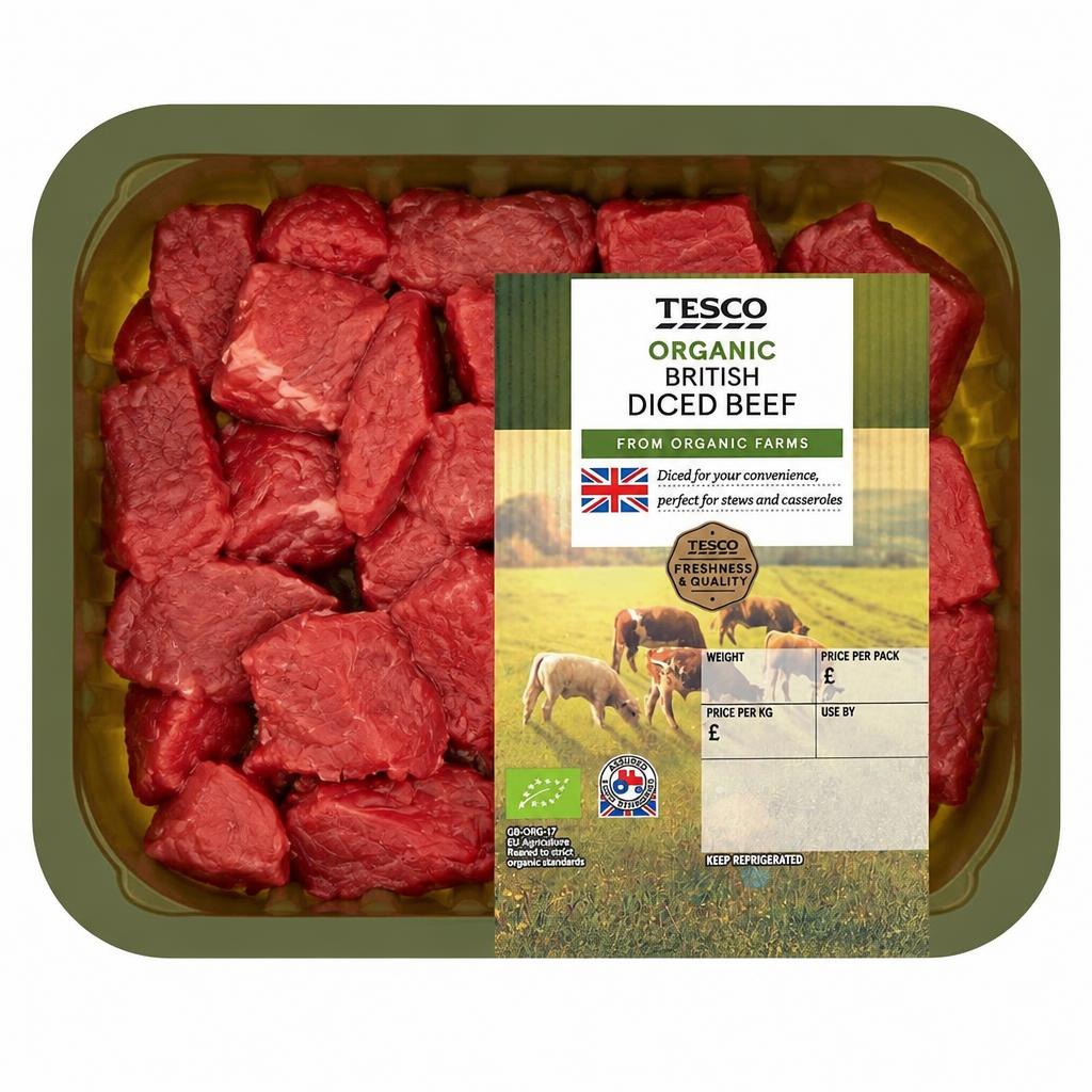 Tesco Organic Diced Beef 400G