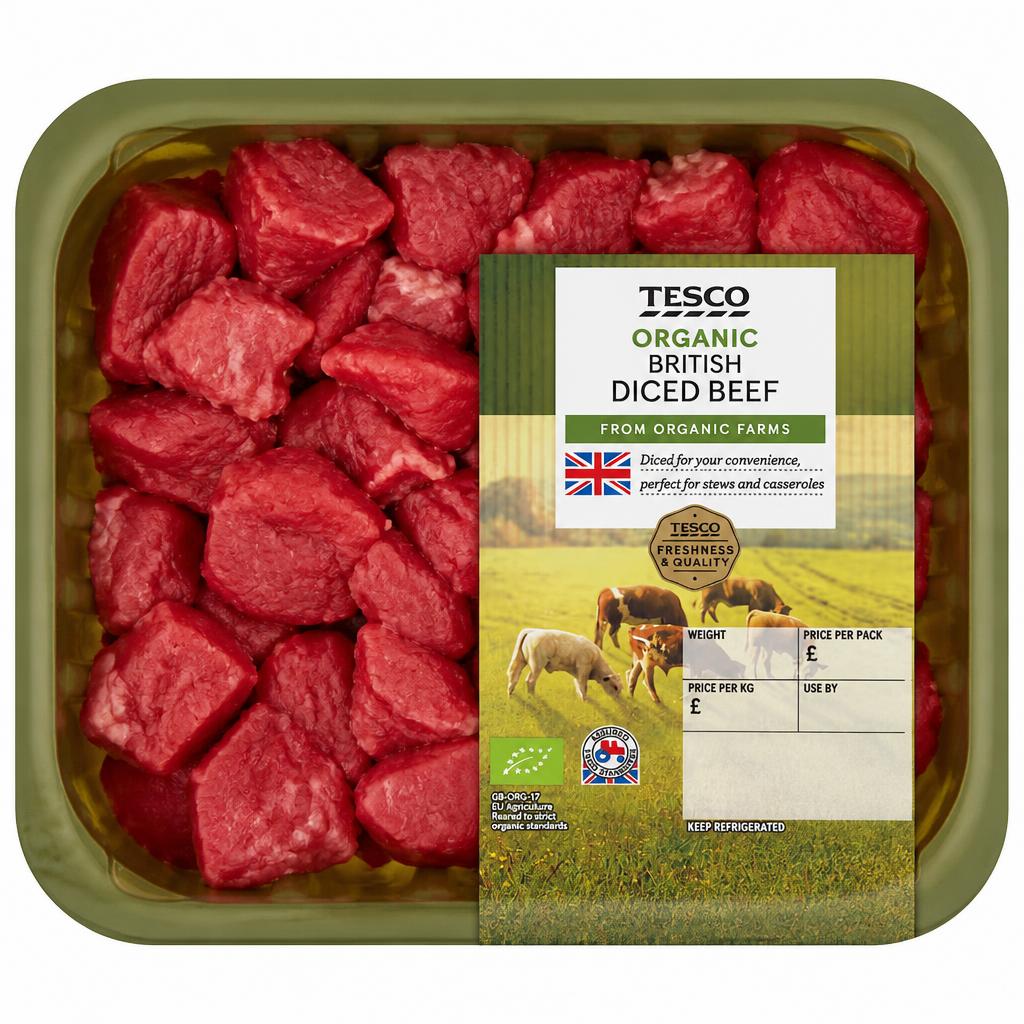 Tesco Organic Diced Beef 400G