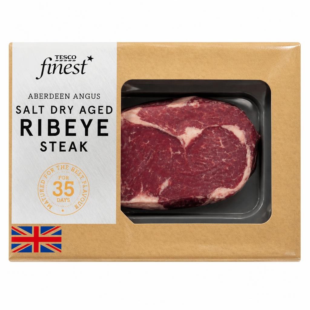 Tesco Finest AA Salt Dry Aged Beef Ribeye Steak 350g
