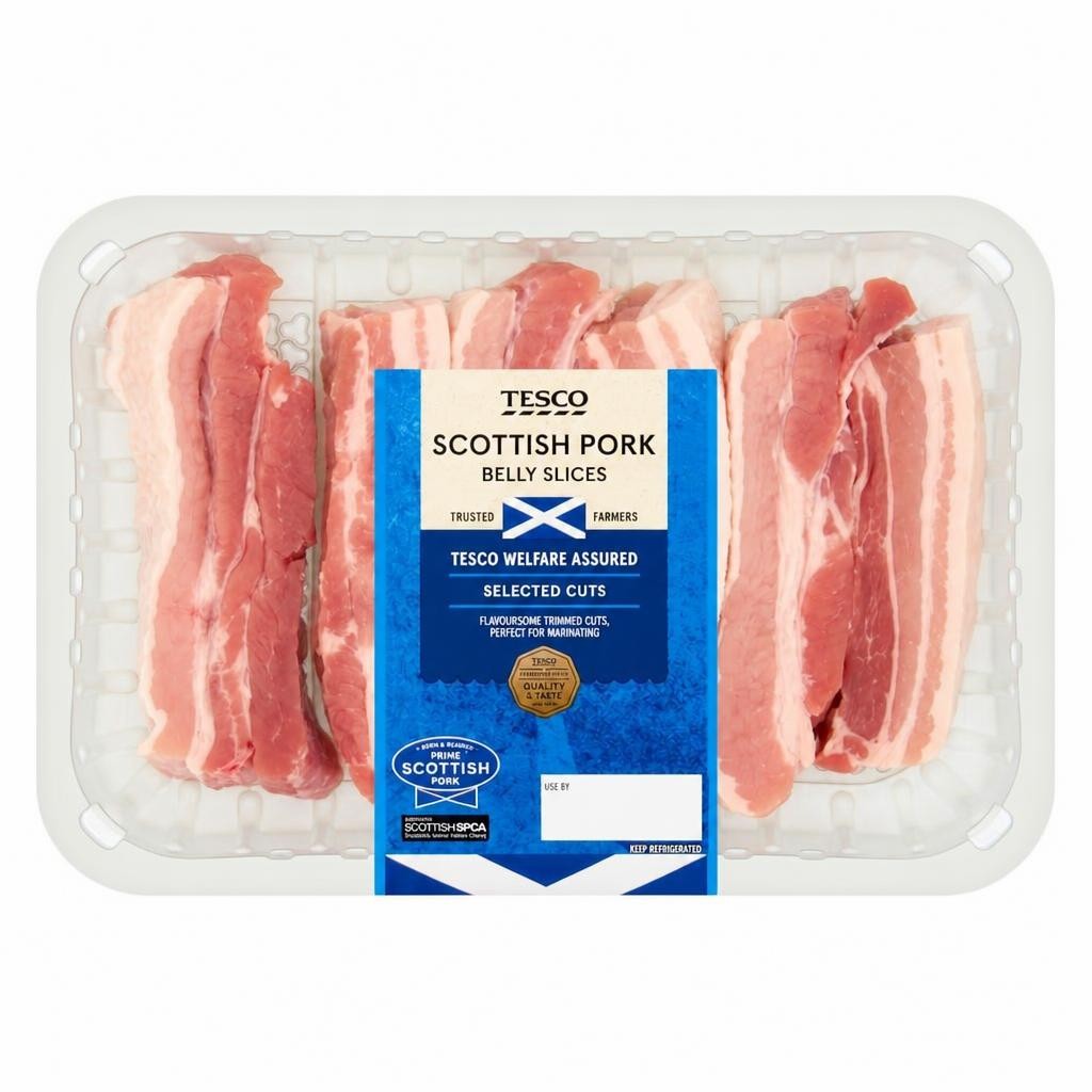 Tesco British Pork Belly Slices 500g