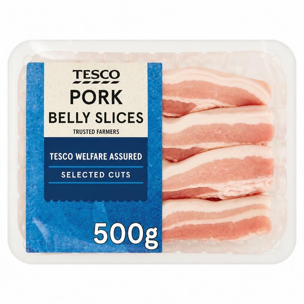 Tesco Pork Belly Slices 500g