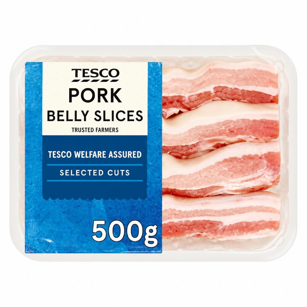 Tesco Pork Belly Slices 500g