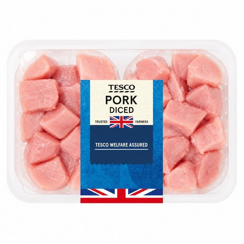 Tesco British Diced Pork 500G