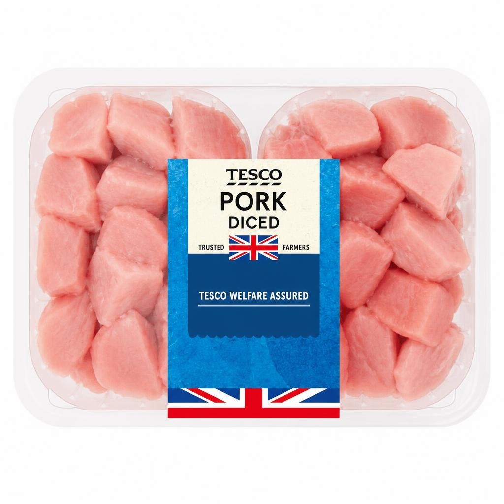 Tesco British Diced Pork 500G