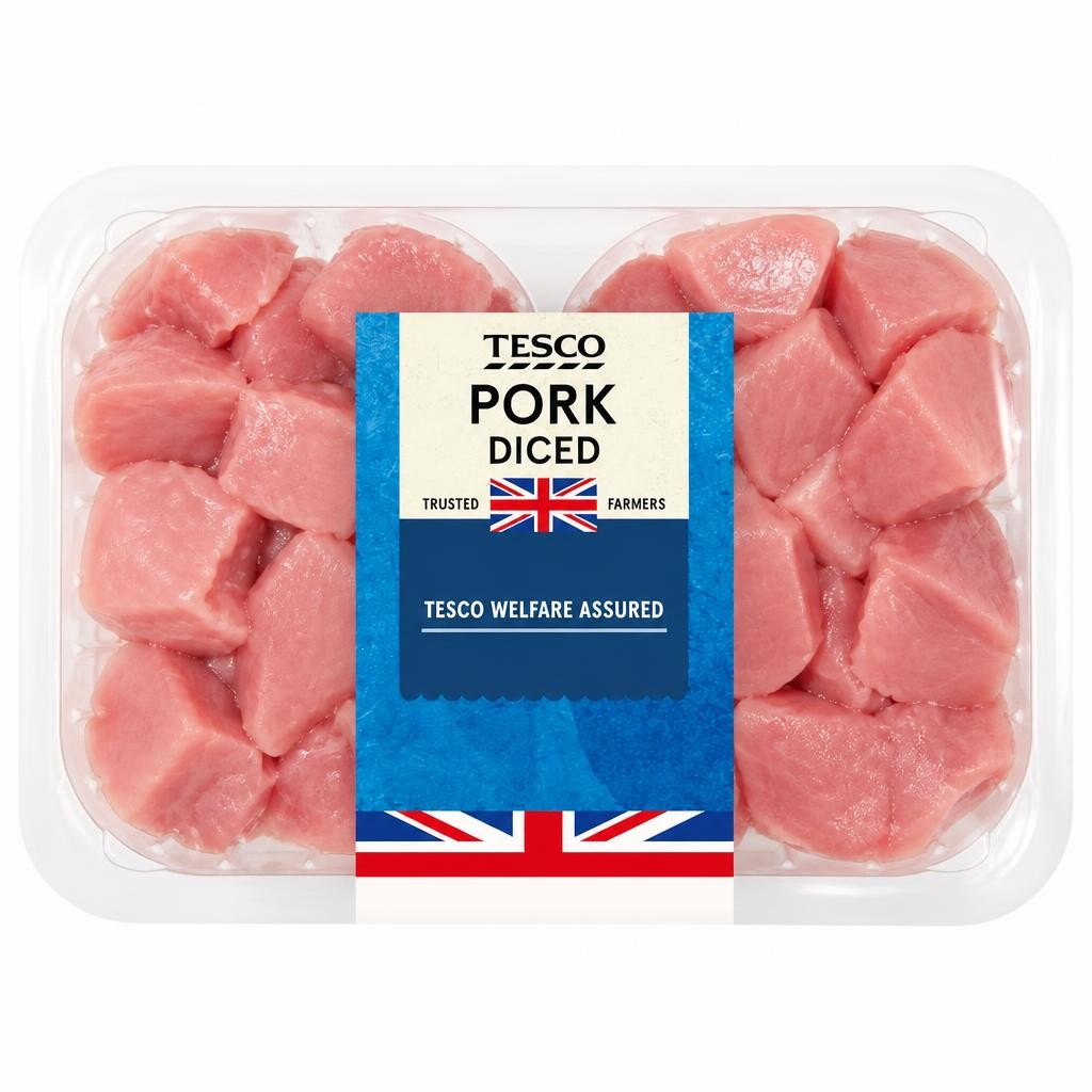 Tesco British Diced Pork 500G