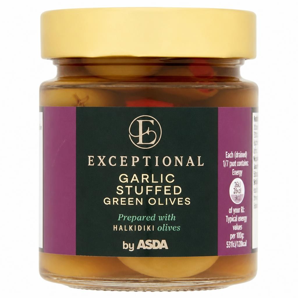 Exceptional By ASDA Garlic Stuffed Green Olives 195g