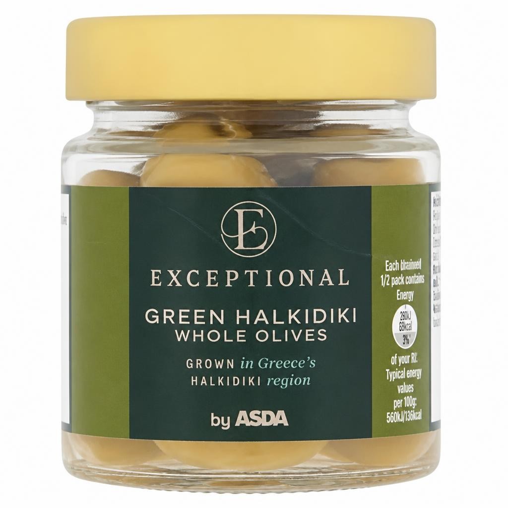Exceptional By ASDA Green Halkidiki Whole Olives 195g