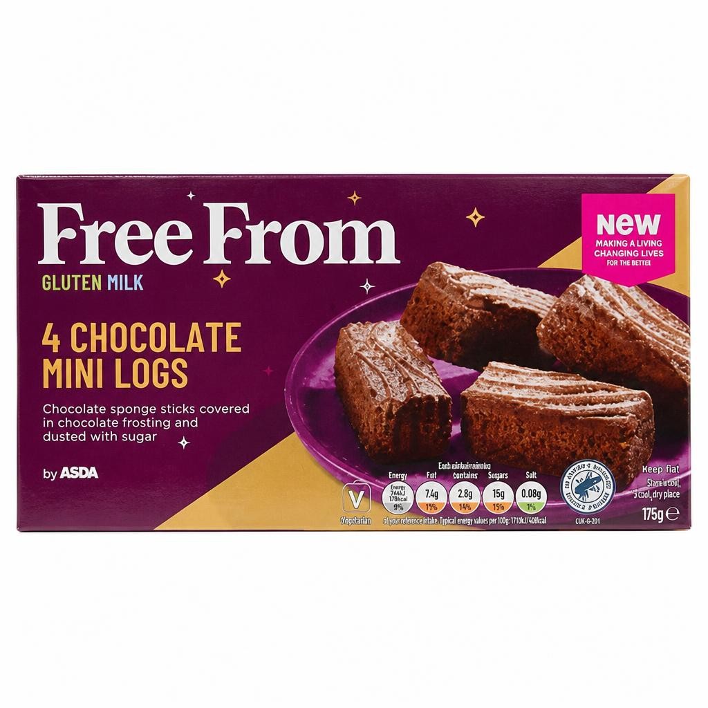 ASDA Free From Free From by  4 Chocolate Mini Logs 176g