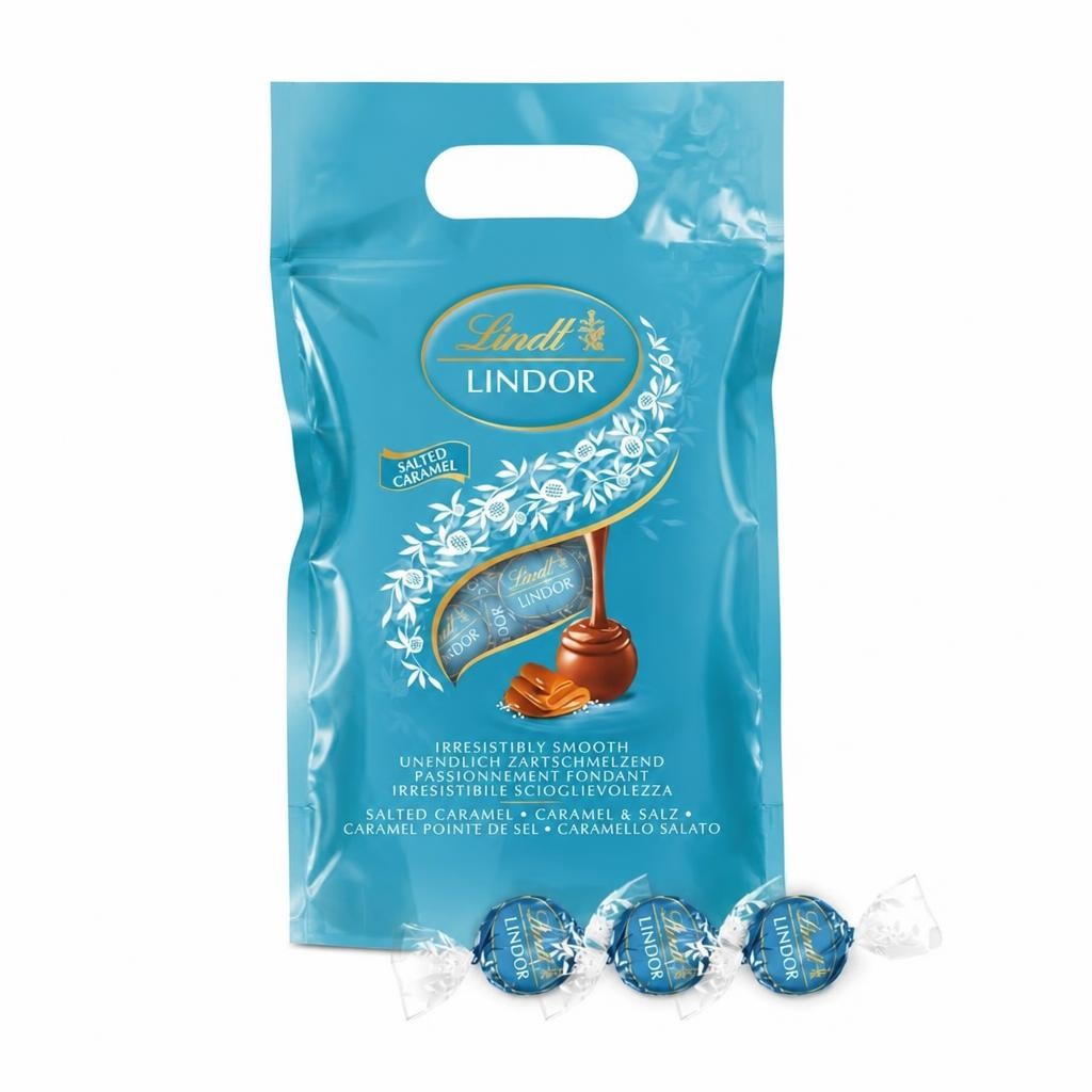 Lindt Lindor Salted Caramel Chocolate Truffles – 1kg Bag (Approx. 80 Balls) – Smooth Filling – Gift, Birthday, Congratulations, Sharing Treat