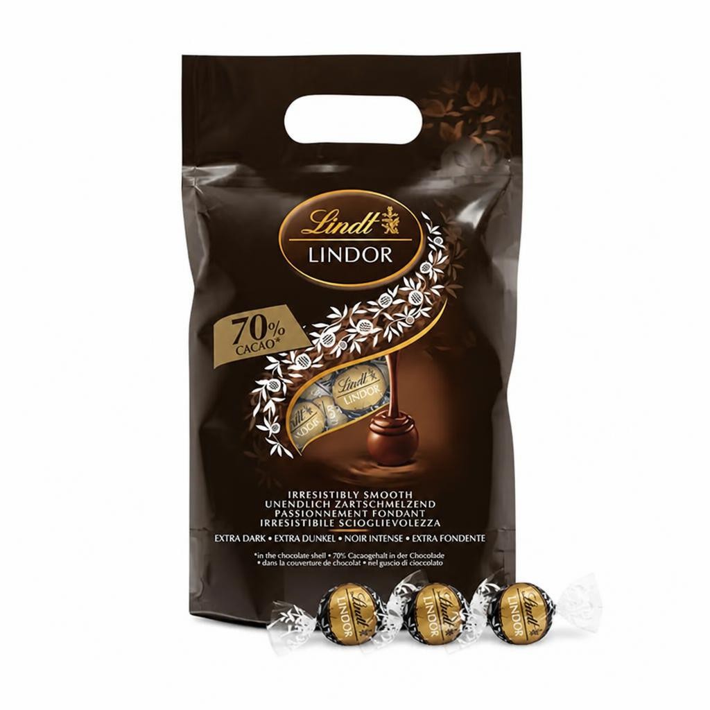 Lindt Lindor 70% Dark Chocolate Truffles – 1kg Bag (Approx. 80 Balls) – Smooth Filling – Christmas, Gift, Birthday, Congratulations, Sharing Treat