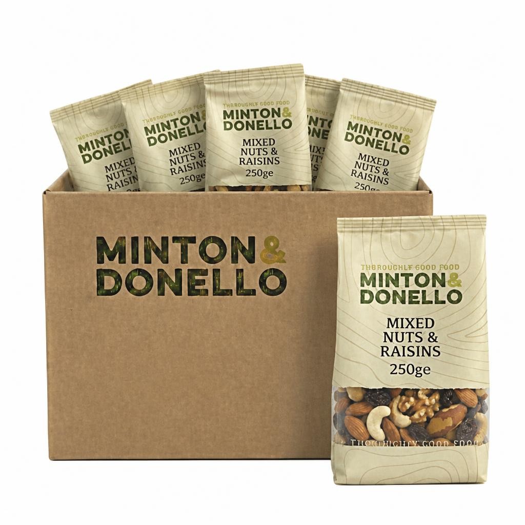 Minton & Donello Mixed Nuts and Raisins 6 x 250g