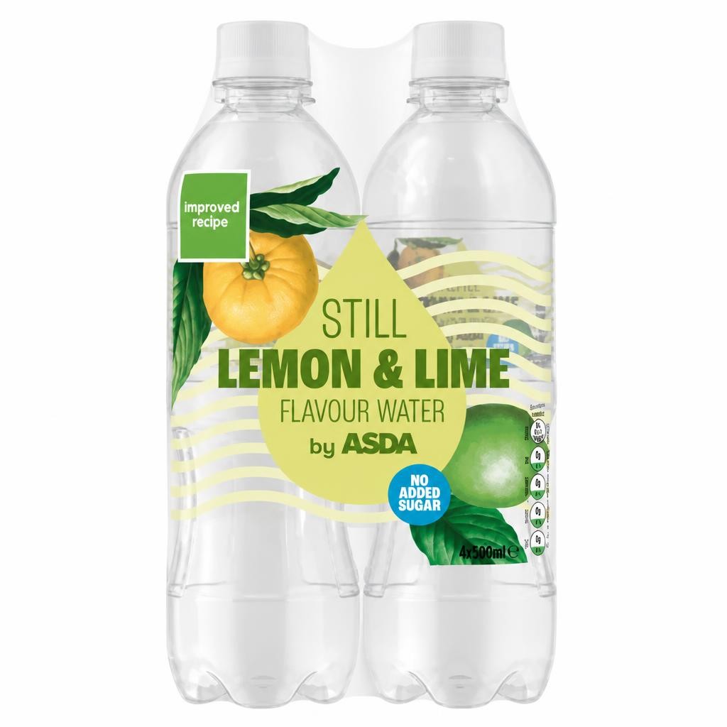 ASDA Lemon & Lime Still Flavour Water 4 x 500ml