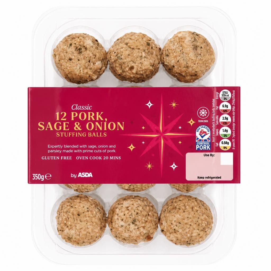 ASDA Classic 12 Pork, Sage & Onion Stuffing Balls 350g