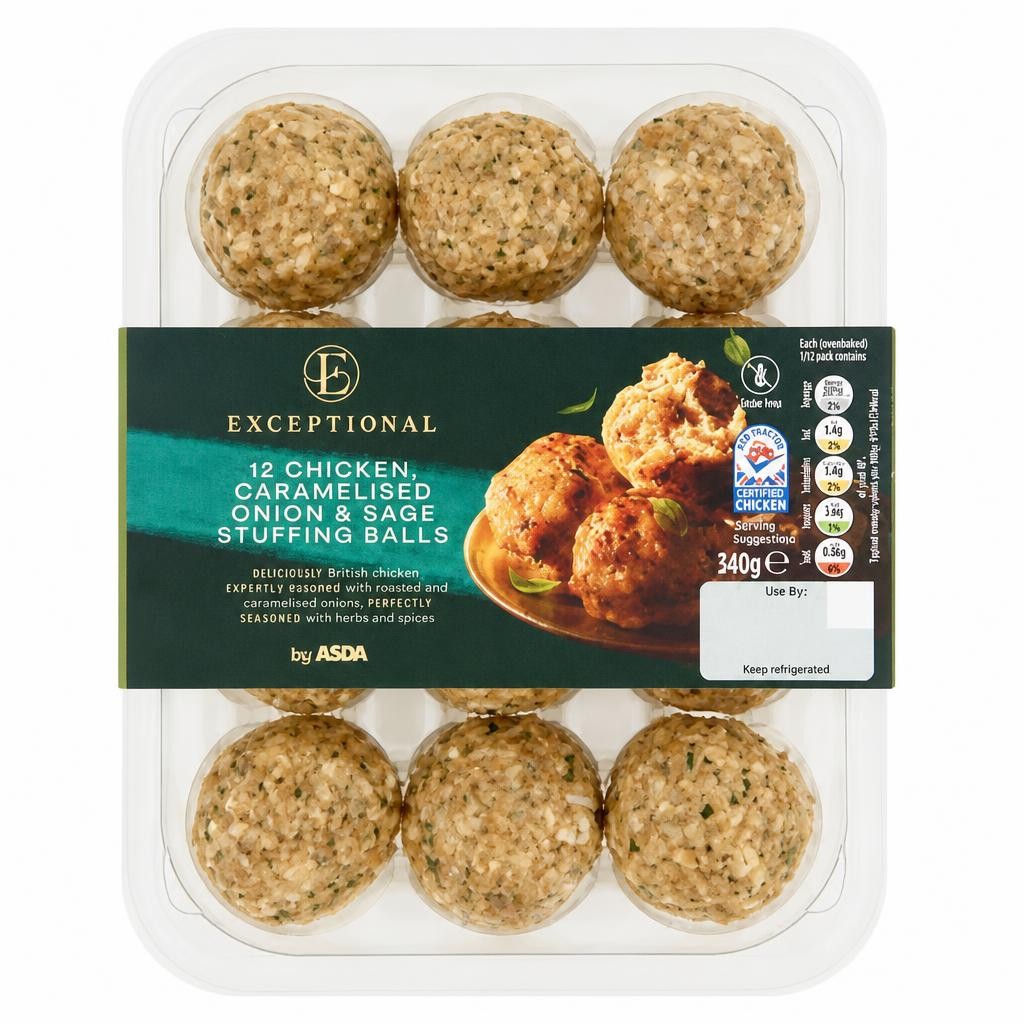 Exceptional by ASDA 12 Chicken Caramelised Onion & Sage Stuffing Balls 340g