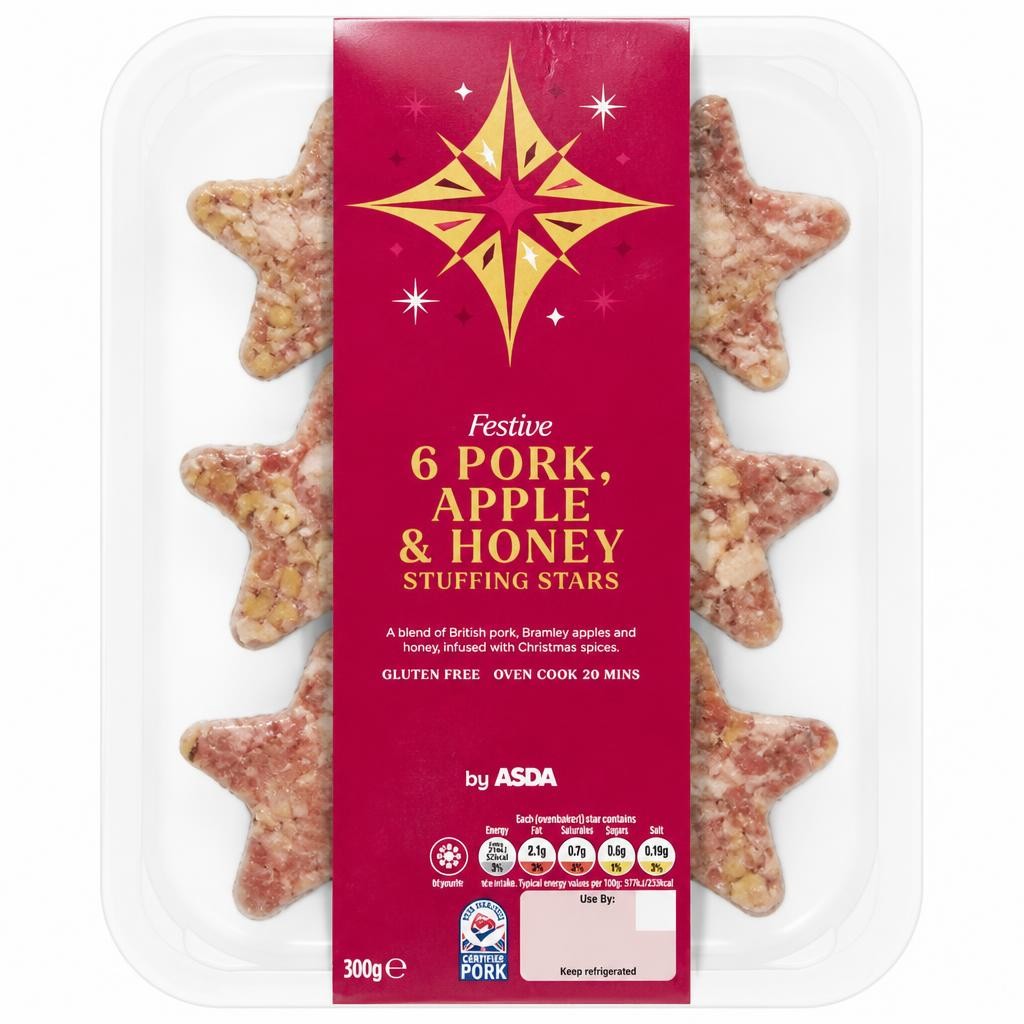 ASDA Festive 6 Pork, Apple & Honey Stuffing Stars 300g