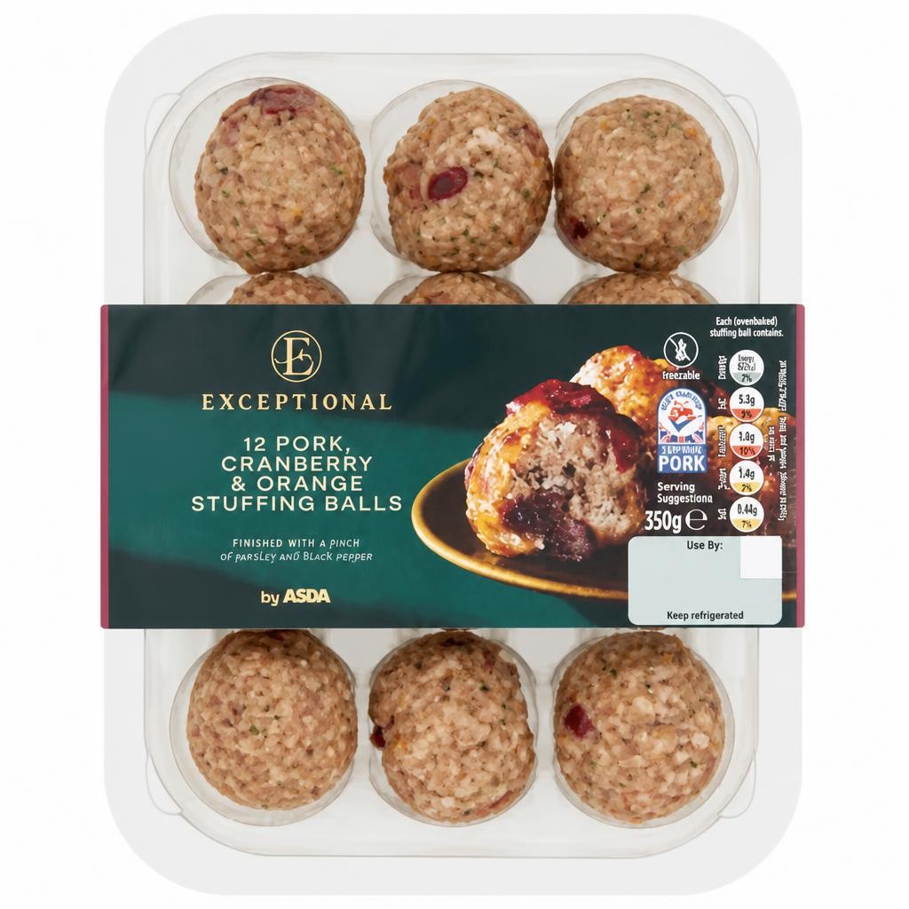 Exceptional by ASDA 12 Pork Cranberry & Orange Stuffing Balls 350g