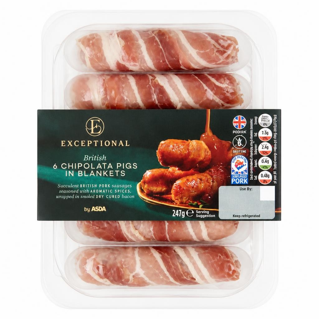 Exceptional by ASDA 6 British Chipolata Pigs in Blankets 247g
