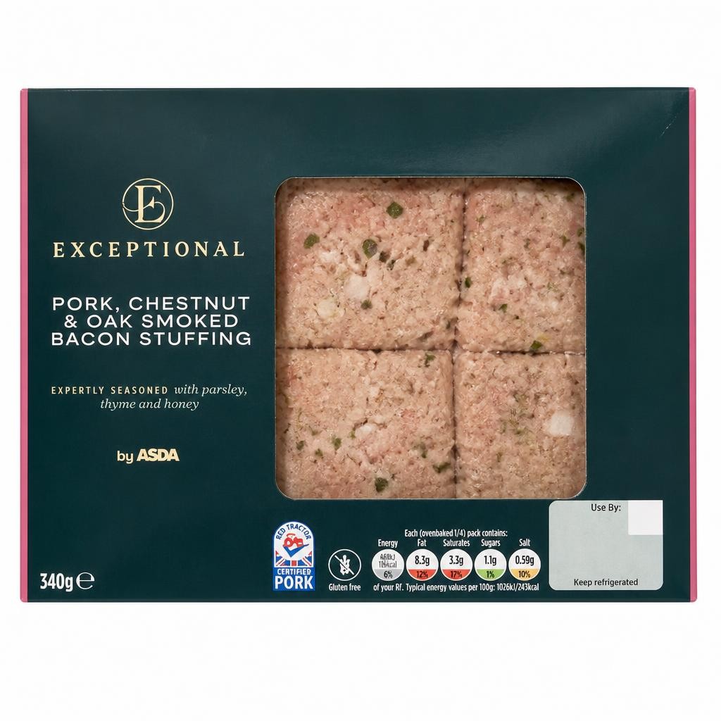 Exceptional by ASDA Pork, Chestnut & Oak Smoked Bacon Stuffing 340g
