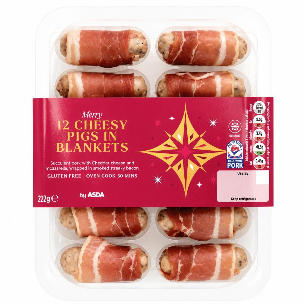 ASDA Merry 12 Cheesy Pigs in Blankets 222g