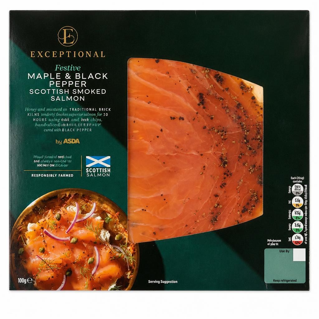 Exceptional by ASDA Festive Maple & Black Pepper Scottish Smoked Salmon 100g