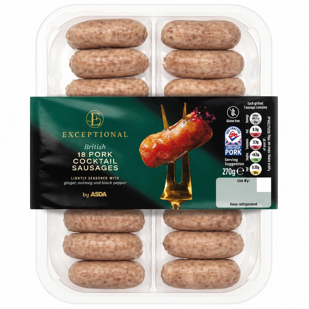 Exceptional by ASDA 18 British Pork Cocktail Sausages 270g