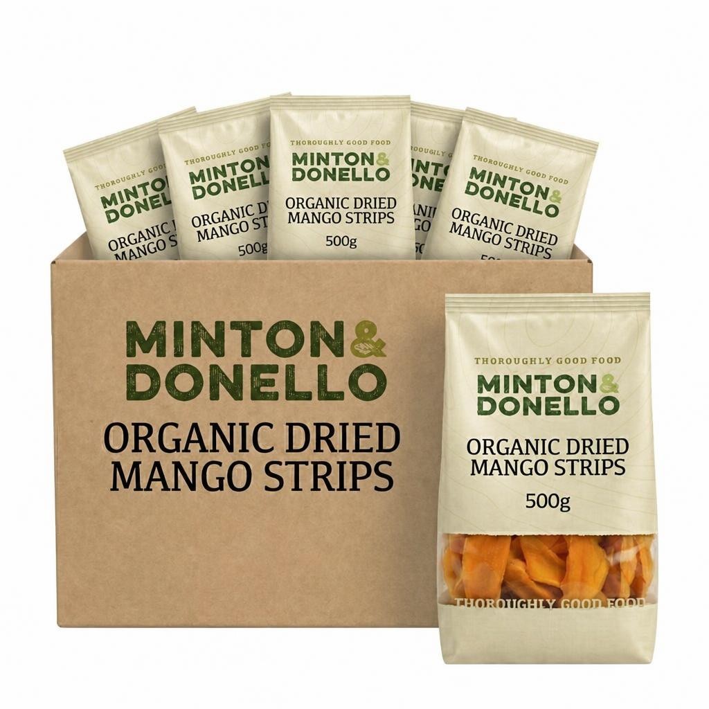 Minton & Donello Organic Dried Mango Strips 6 x 125g | Multi