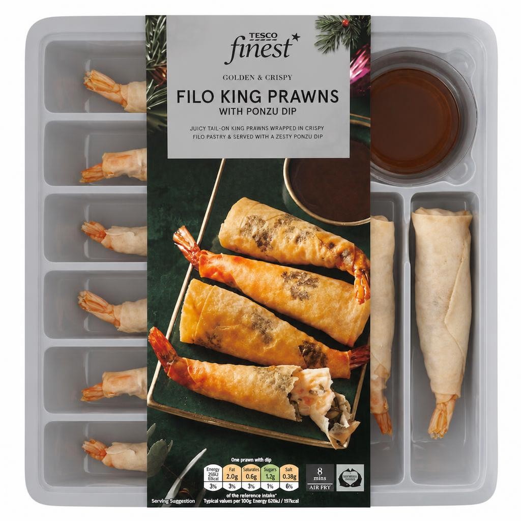 Tesco Finest 8 Large Filo Prawns with Ponzu Dip 270g