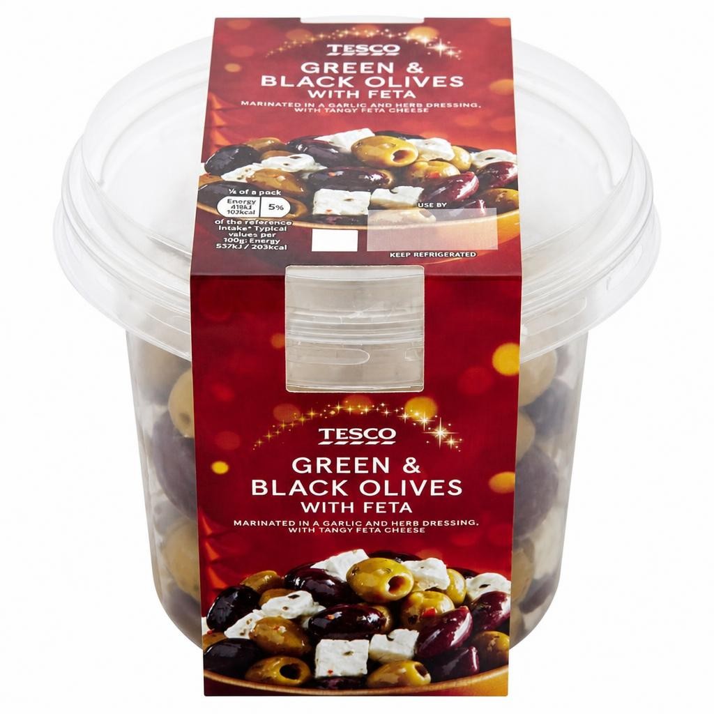 Tesco Green & Black Olives with Feta 400g