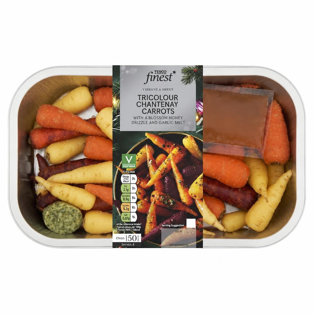 Tesco Finest Tricolour Chantenay Carrots with Wild Garlic Butter & Blossom Honey Drizzle 500g