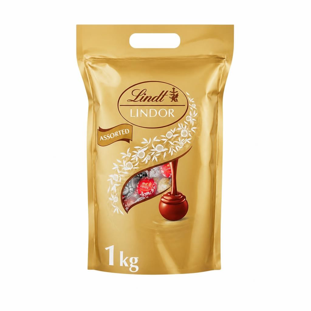 Lindt Lindor Assorted Chocolate Truffles Bag - Approx 80 balls, 1kg - Chocolate Truffles with a Smooth Melting Filling