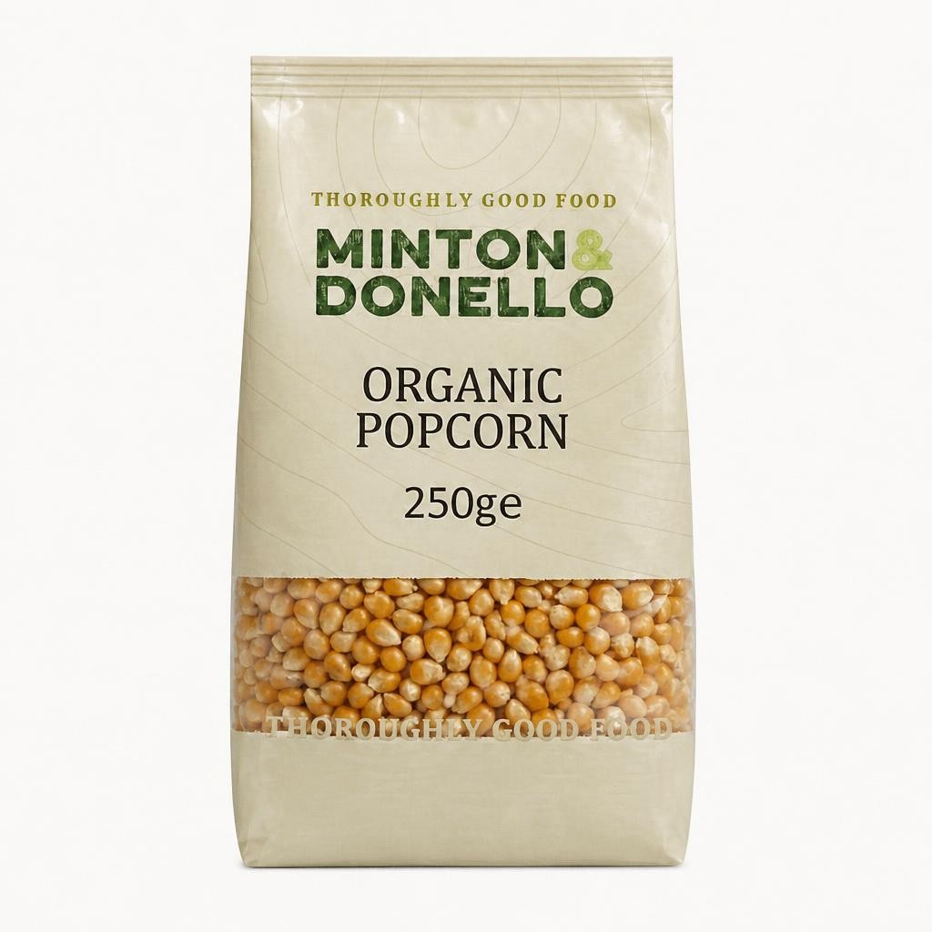 Minton & Donello Organic Popcorn Kernels 6 x 250g | Clear