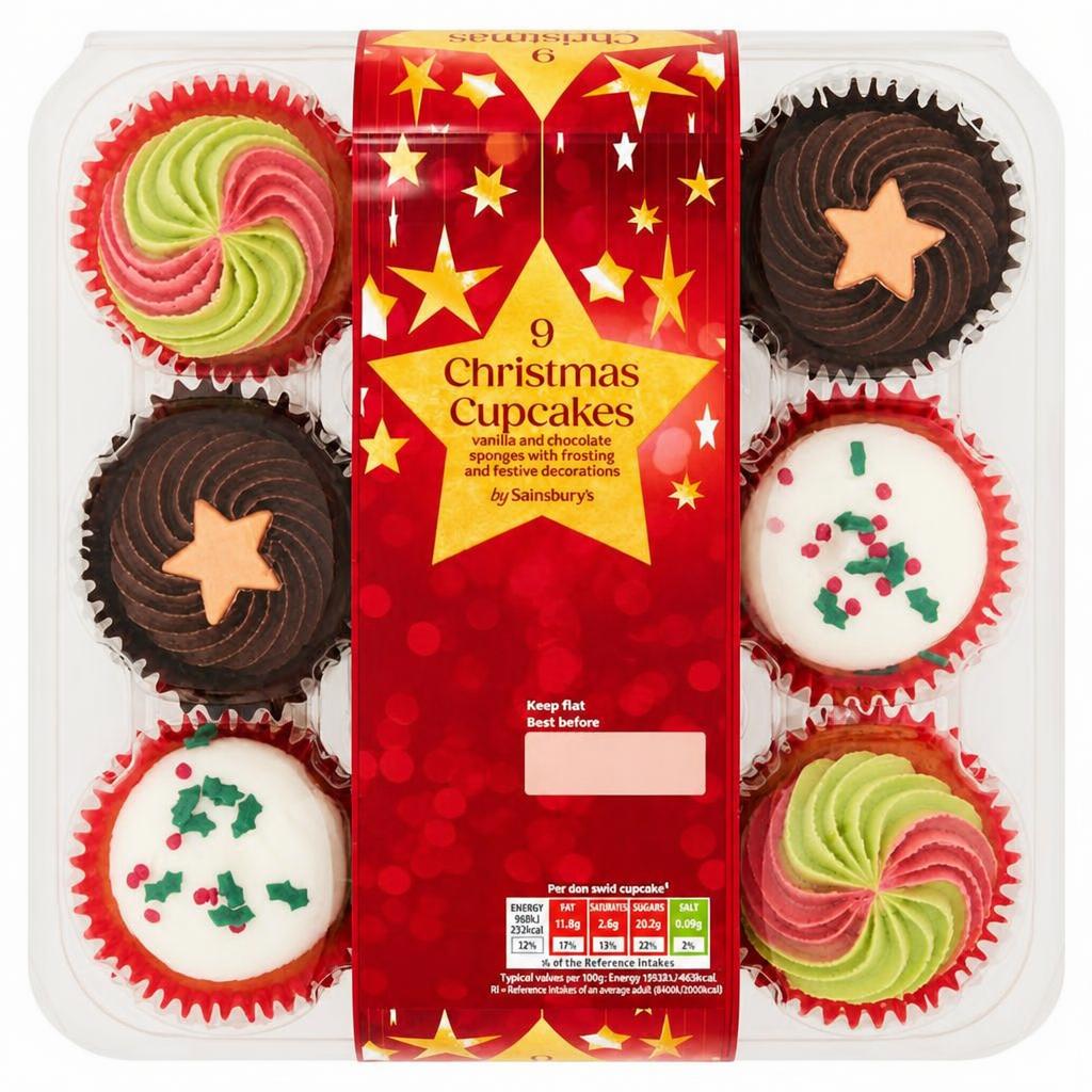 Sainsbury's Christmas Cupcakes x9