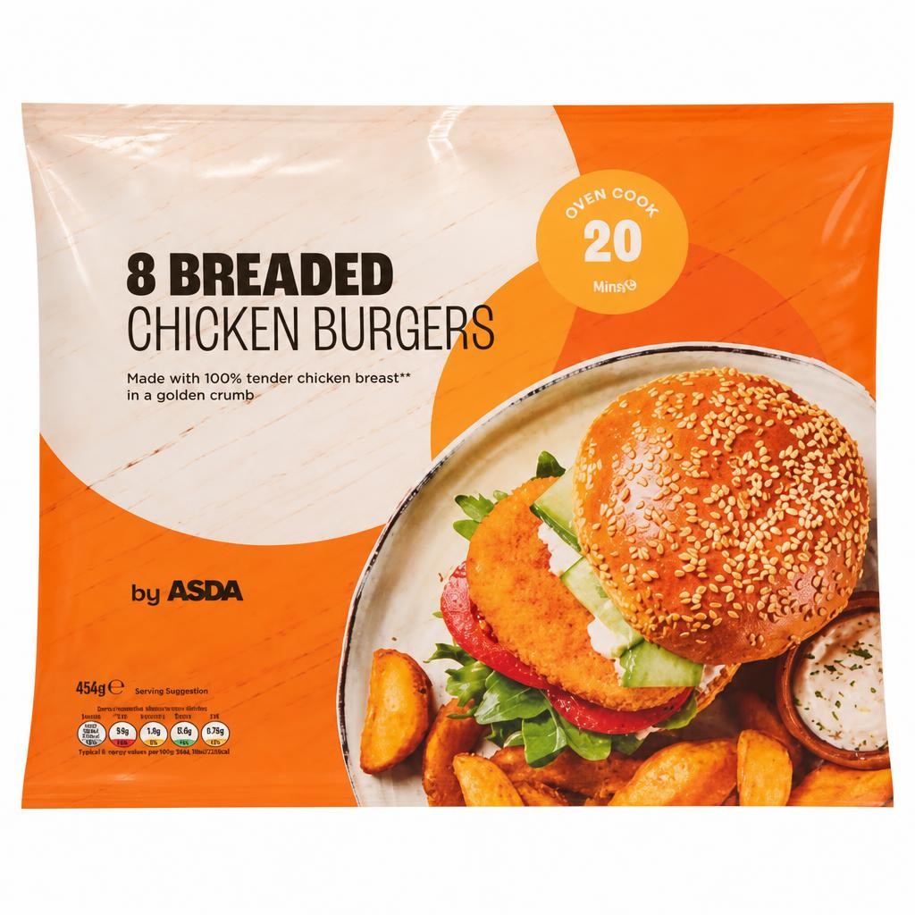 ASDA 8 Breaded Chicken Burgers 456g