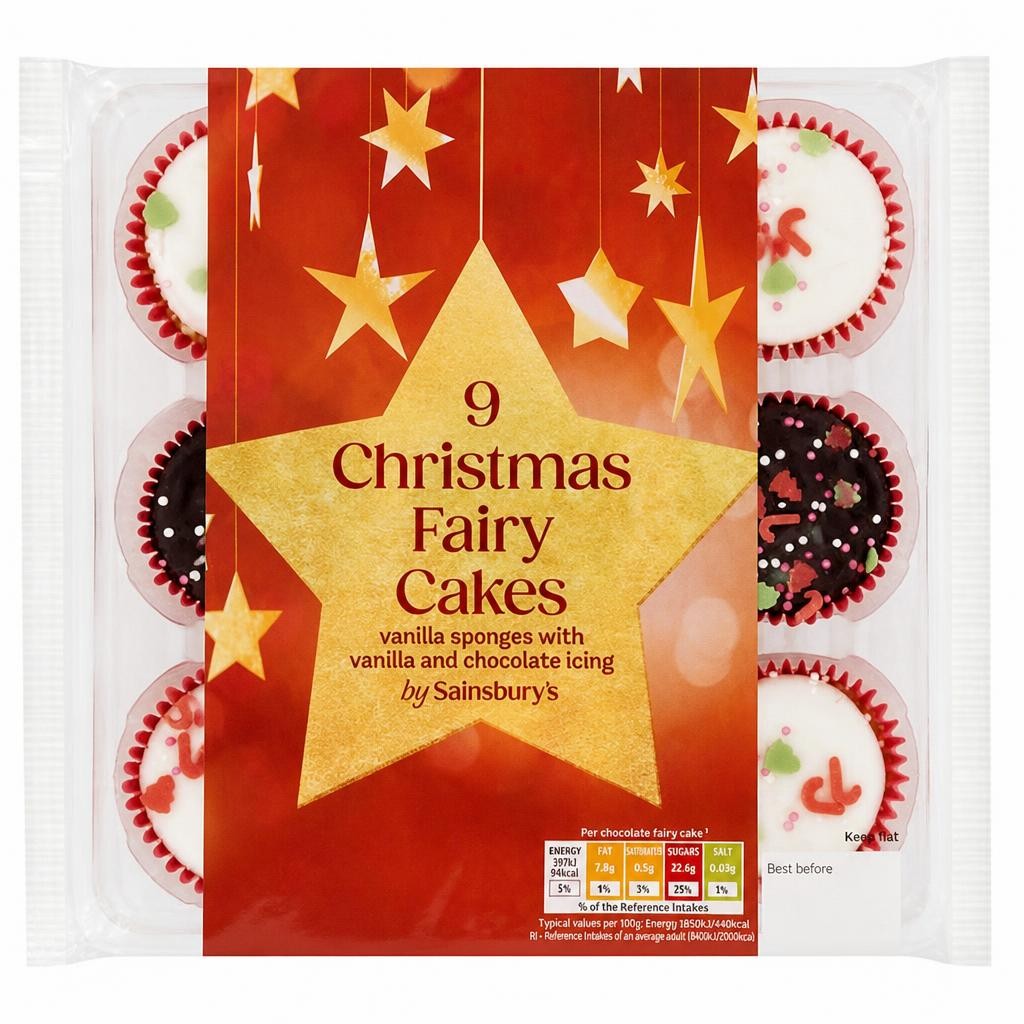 Sainsbury's Christmas Fairy Cakes x9