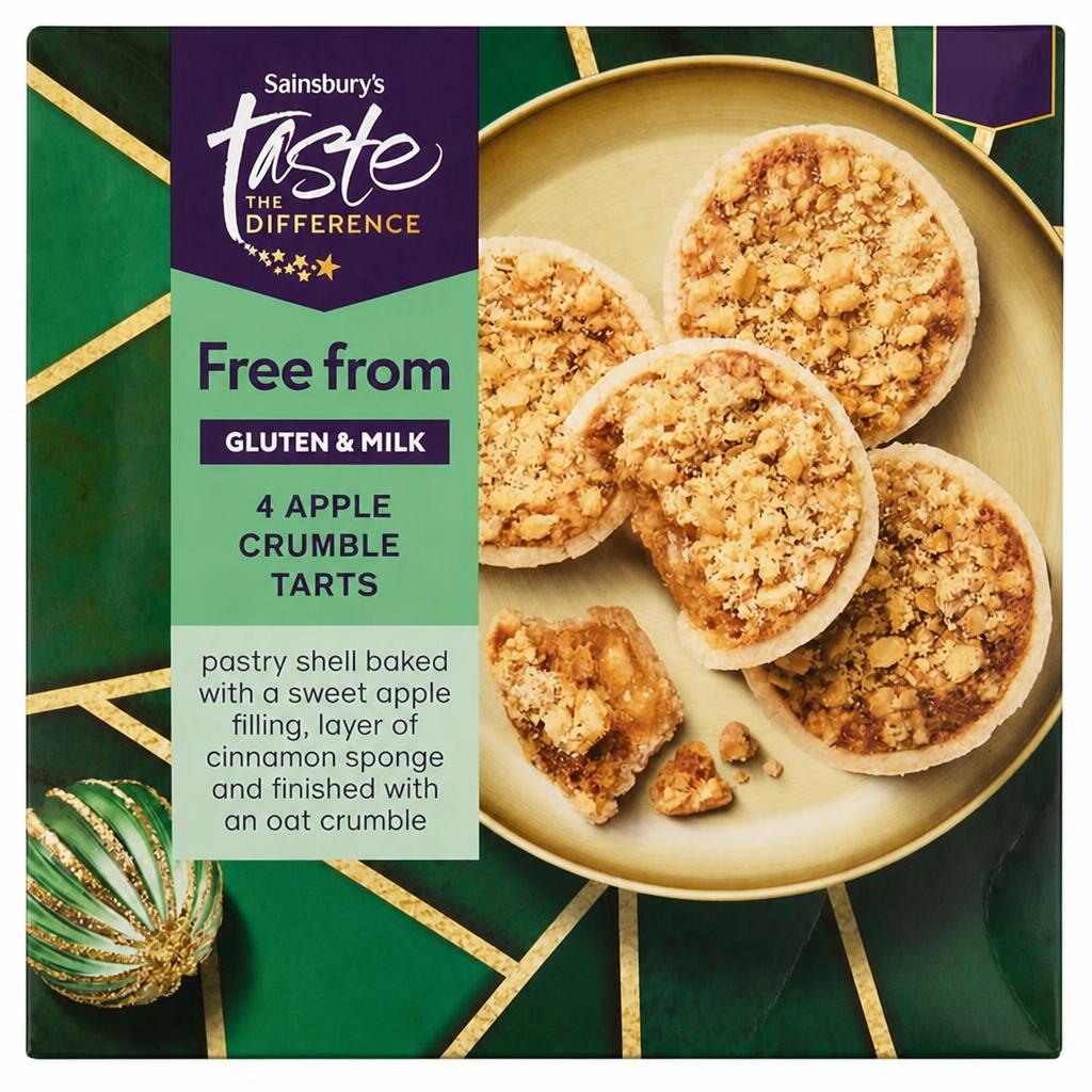 Sainsbury's Free From Apple Crumble Tart, Taste the Difference x4