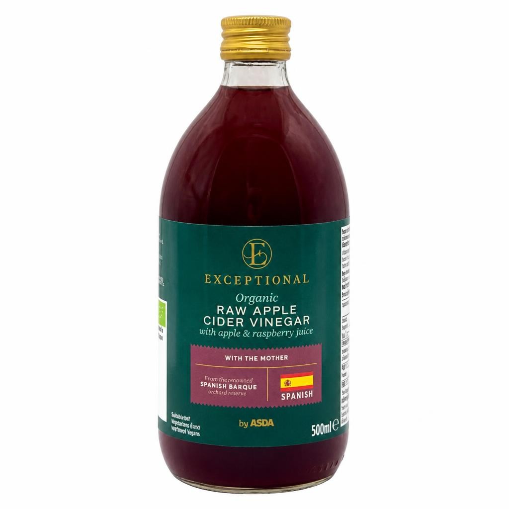 Exceptional by ASDA Exceptional by  Organic Raw Apple Cider Vinegar with Apple & Raspberry Juice 500ml