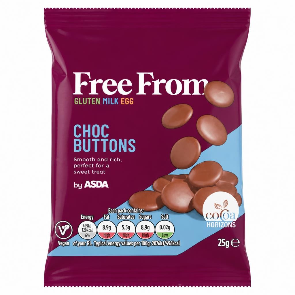 ASDA Free From Free From by  Choc Buttons 25g