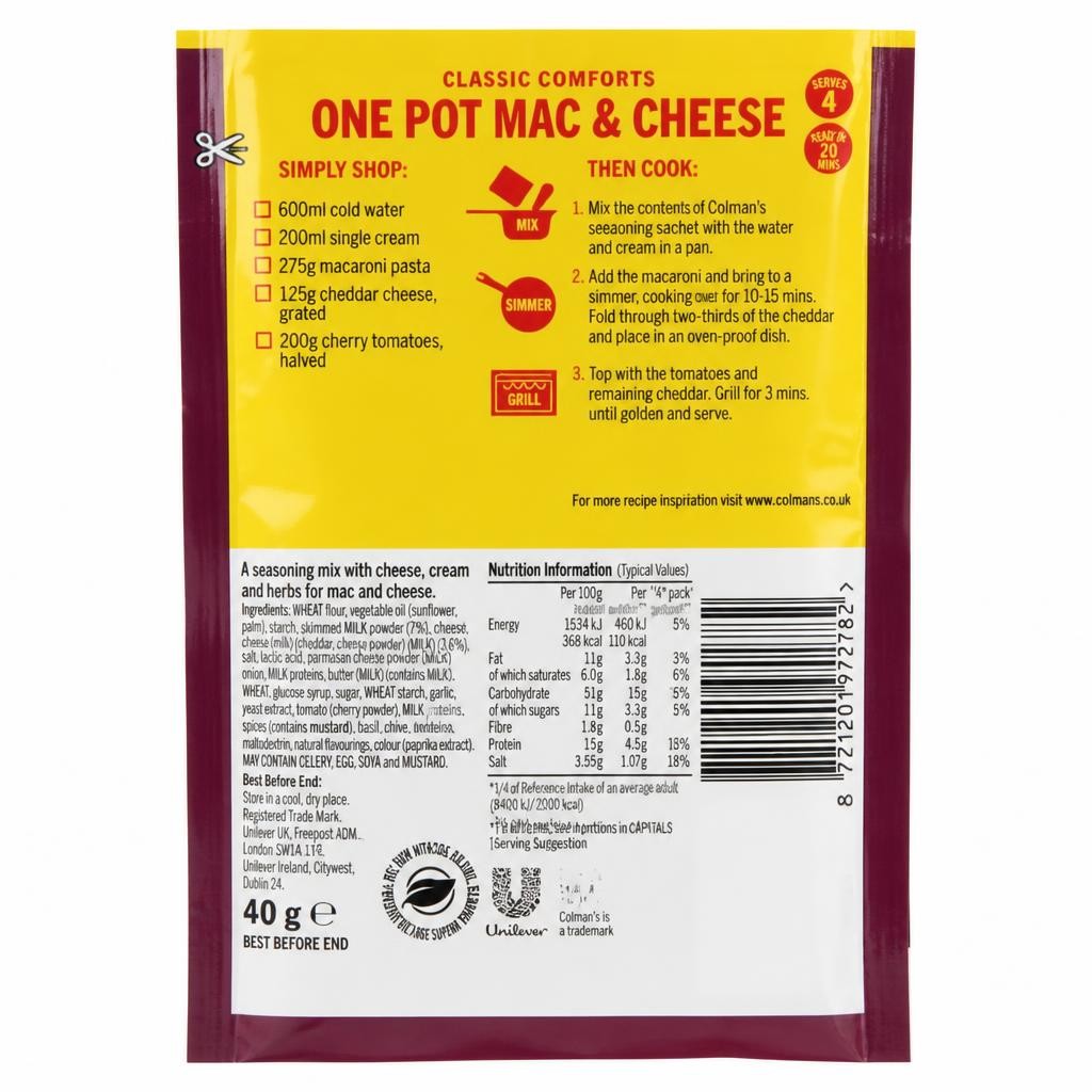 Colman's Classic Comforts Meal Maker One Pot Mac and Cheese 40 g