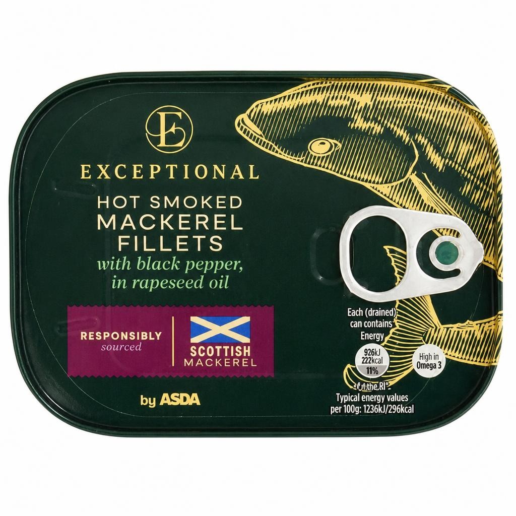 Exceptional by ASDA Exceptional by  Hot Smoked Mackerel Fillets with Black Pepper, in Rapeseed Oil 110g