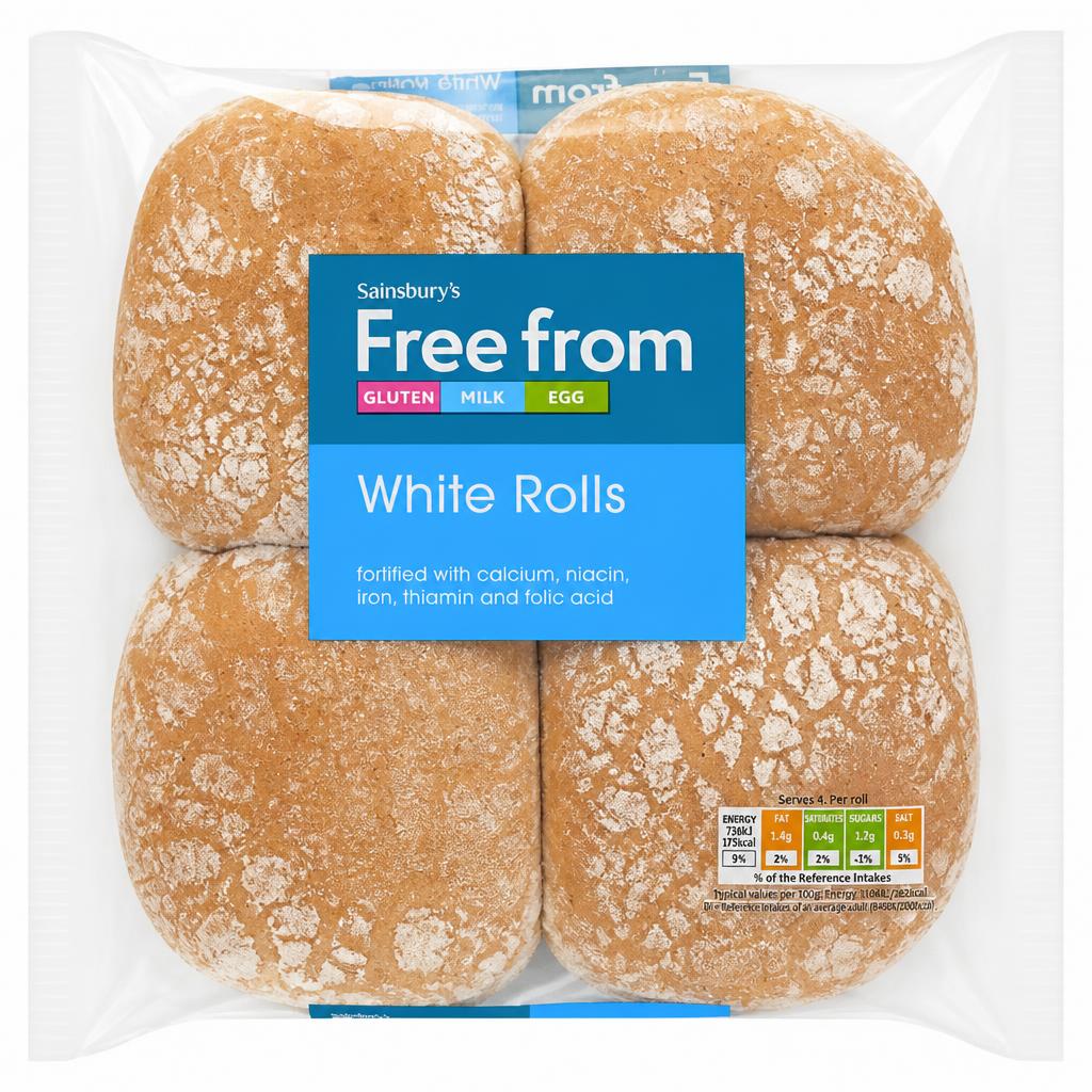 Sainsbury's 4 x Freefrom White Rolls