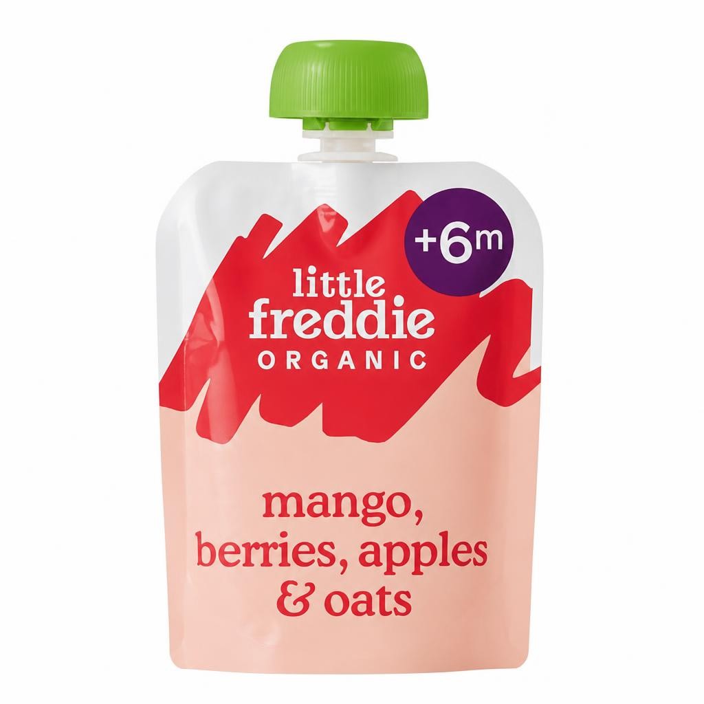 Little Freddie Organic Mango, Berries, Apples & Oats Baby Food Pouch 6+ Months 100g