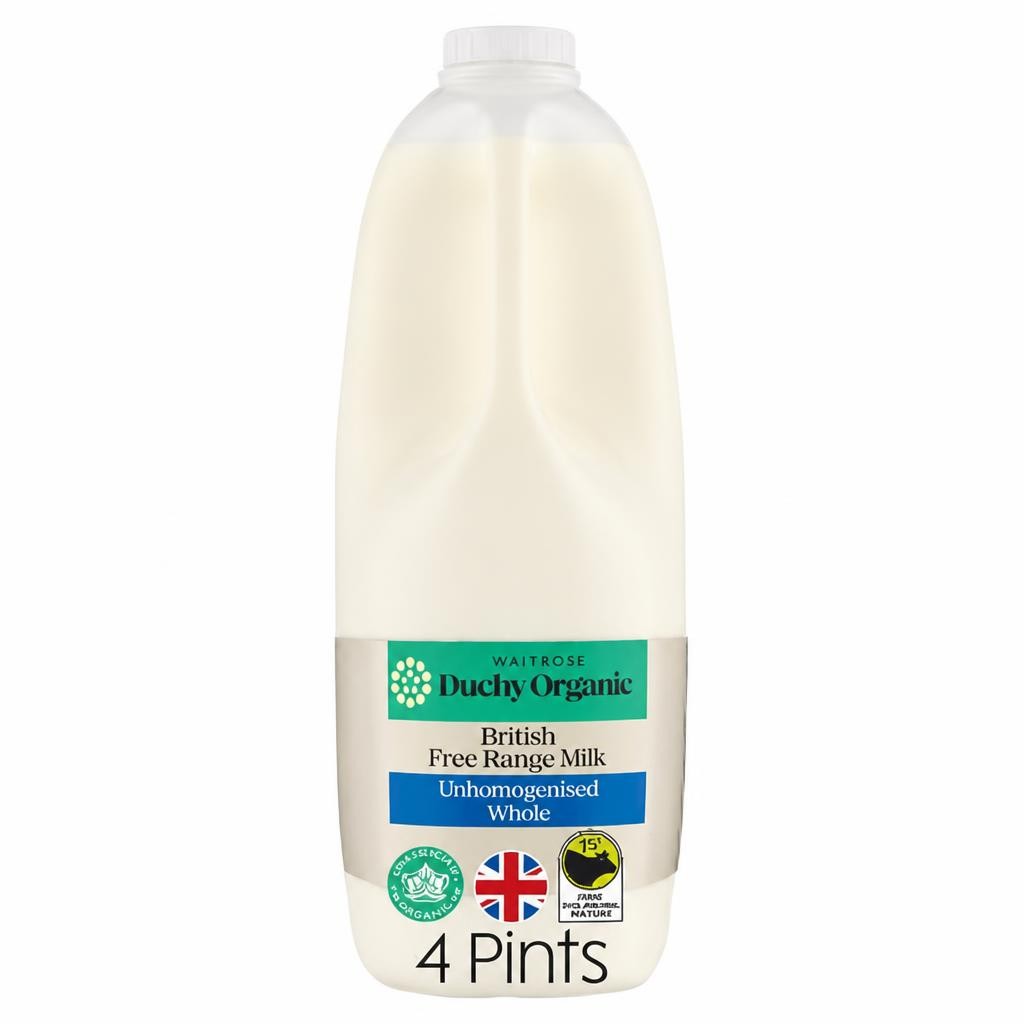 Duchy Organic Unhomogenised Whole Milk 4 Pints