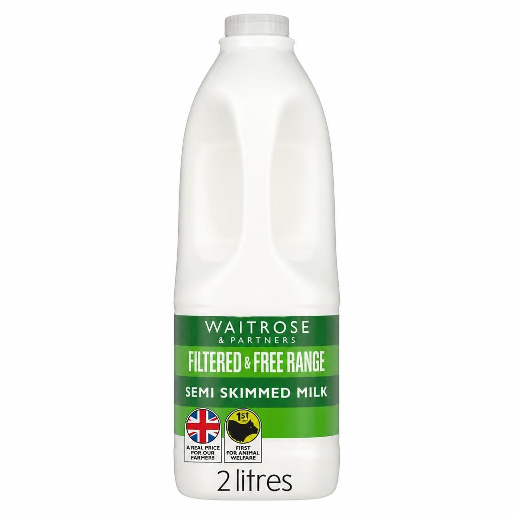 Waitrose Filtered British Free Range Semi-Skimmed Milk