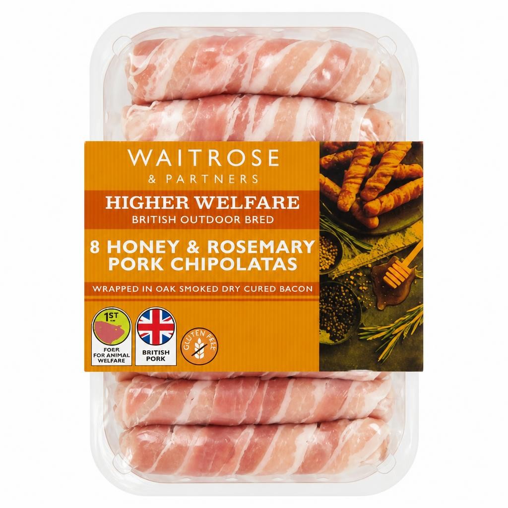 Waitrose 8 Honey & Rosemary Pork Chipolatas