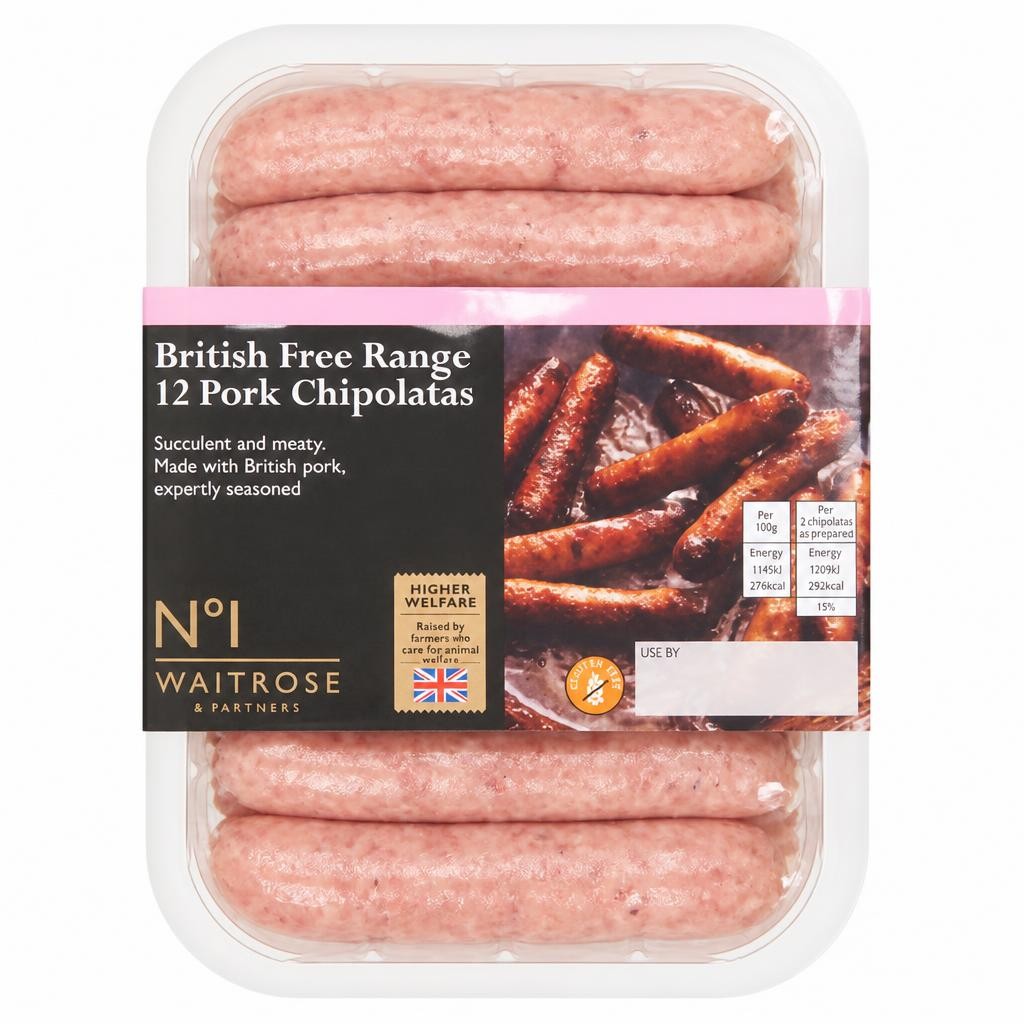 No.1 British Free Range 12 Pork Chipolatas